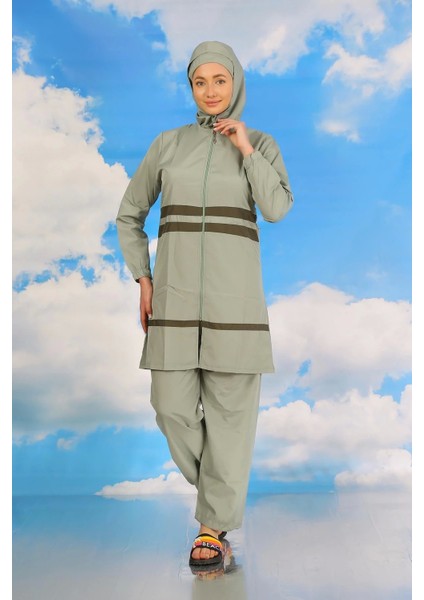 Moda Kadın Tam Tesettür Mayo Su Yeşili