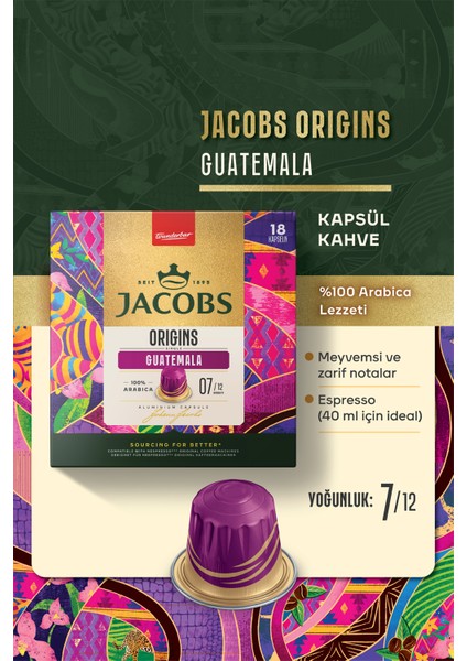 Origins Guatemala Nespresso Uyumlu Alüminyum Kapsül Kahve 18'li fiyatları