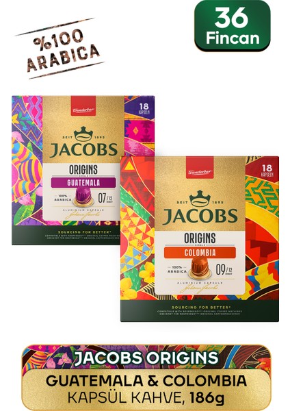 Origins Guatemala + Origins Colombia Nespresso Uyumlu Alüminyum Kapsül Kahve 36 Kapsül