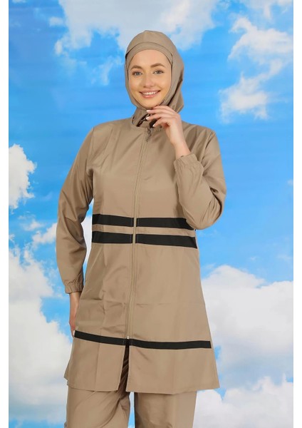 Moda Kadın Tam Tesettür Mayo Bej modelleri