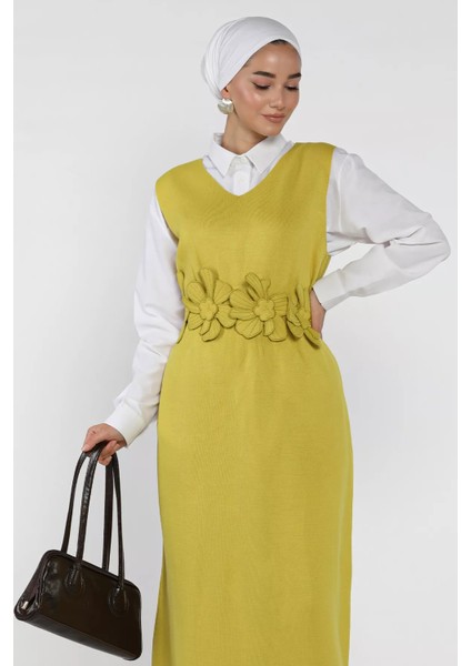 Gül Figürlü Triko Elbise Gömlek Tesettür Ikili Takım P-00018381 fiyatları