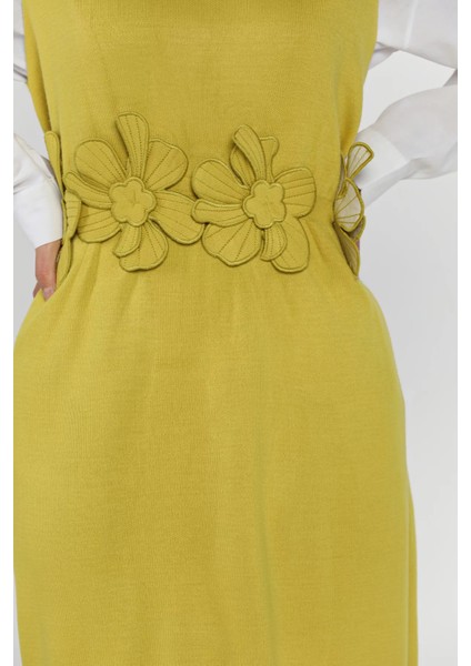 Gül Figürlü Triko Elbise Gömlek Tesettür Ikili Takım P-00018381 modelleri