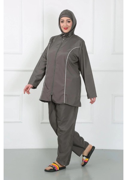 Moda Büyük Beden Tesettür Büyük Mayo Füme