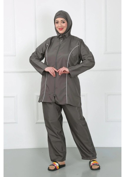 Moda Büyük Beden Tesettür Büyük Mayo Füme