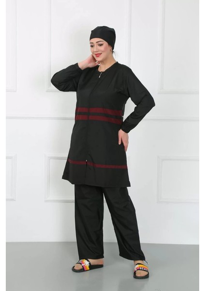 Moda Büyük Beden Tesettür Mayo Siyah