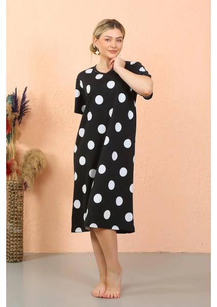 Moda Kadın Kısa Kol Diz Altı Over Size Ev Elbisesi - Geceliği modelleri