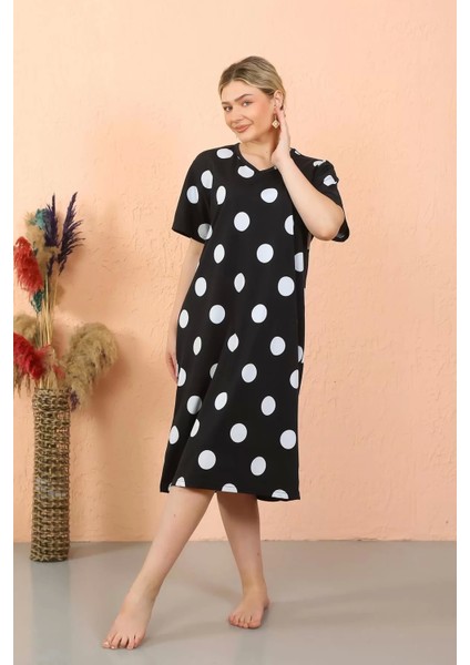 Moda Kadın Kısa Kol Diz Altı Over Size Ev Elbisesi - Geceliği fırsatları