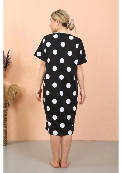 Moda Kadın Kısa Kol Diz Altı Over Size Ev Elbisesi - Geceliği indirimleri