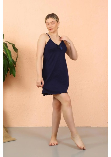 Moda Kadın Ip Askılı Penye Kısa Gecelik Lacivert modelleri