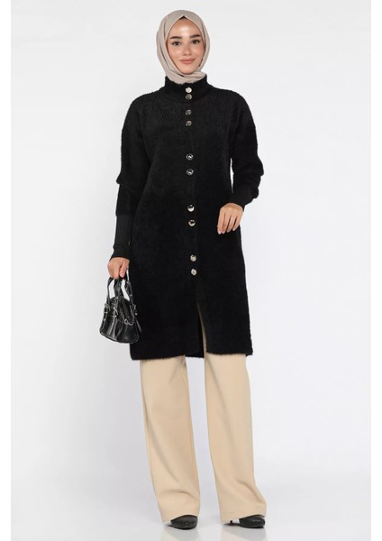 Gold Düğmeli Tesettür Yumoş Triko Hırka P-00018377