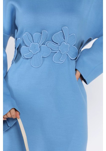 Bisiklet Yaka Çiçek Figürlü Tesettür Triko Elbise P-00018363 indirimleri