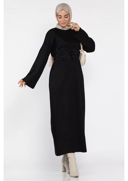 Bisiklet Yaka Çiçek Figürlü Tesettür Triko Elbise P-00018363 fiyatları