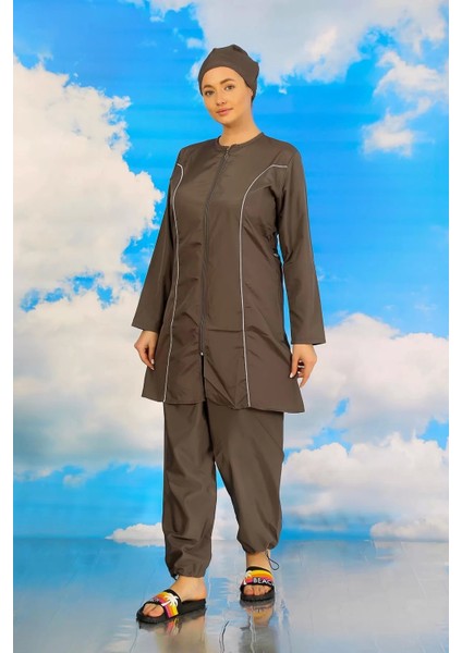 Moda Kadın Tam Tesettür Füme Mayo