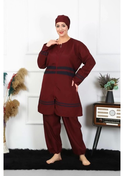 Moda Büyük Beden Tesettür Mayo 7XL-8XL-9XL-10XL Bordo