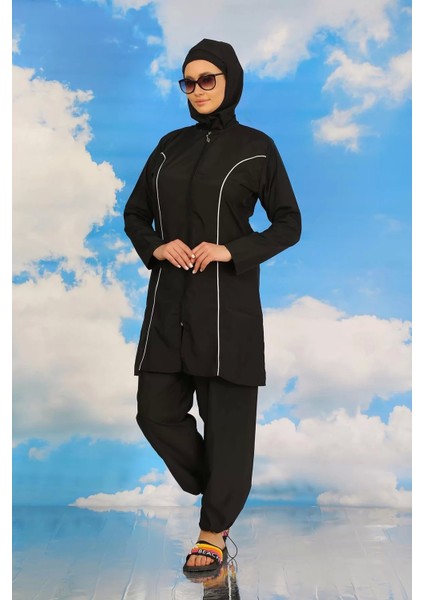 Moda Kadın Tam Tesettür Siyah Mayo