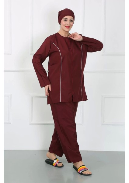 Moda Büyük Beden Tesettür Büyük Mayo Bordo