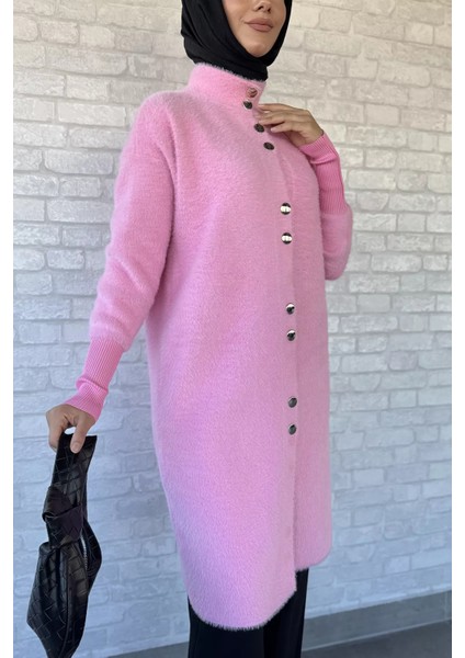 Gold Düğmeli Tesettür Yumoş Triko Hırka P-00018377 modelleri