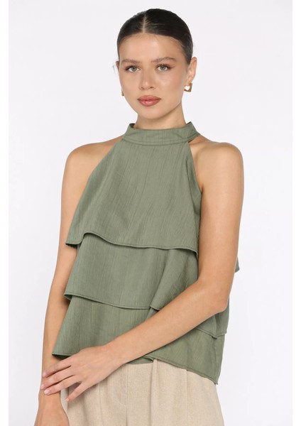 Kadın Sıfır Kol Kat Kat Bluz P-00018036