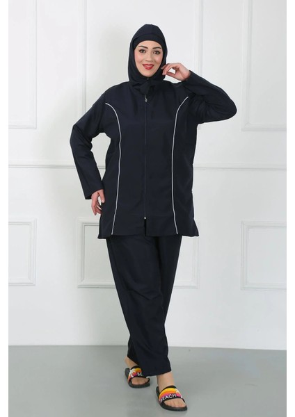 Moda Büyük Beden Tesettür Büyük Mayo Lacivert modelleri