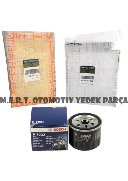 Clio 3 1.4 / 1.6 Benzinli Filtre Bakım Seti (Hava-Yağ-Polen)