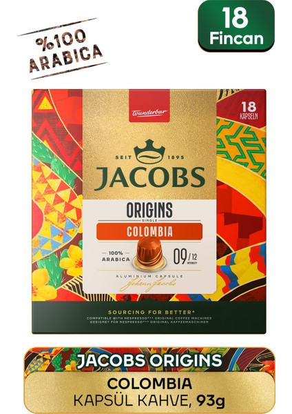 Origins Colombia Nespresso Uyumlu Alüminyum Kapsül Kahve 18'li