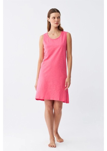 Moda Kadın Kalın Askılı Penye Gecelik Fuşya fiyatları