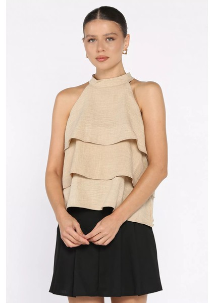 Kadın Sıfır Kol Kat Kat Bluz P-00018036