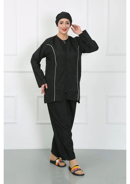 Moda Büyük Beden Tesettür Büyük Mayo Siyah