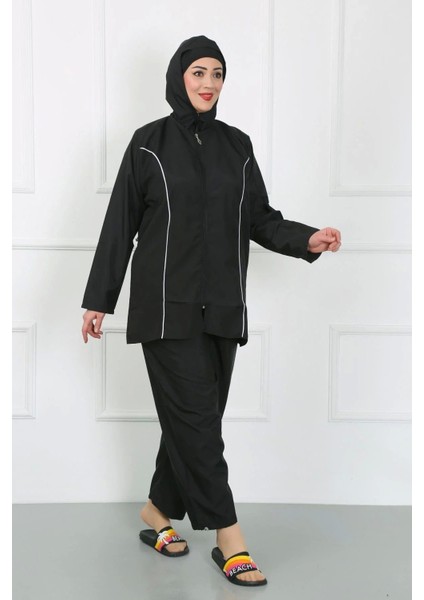 Moda Büyük Beden Tesettür Büyük Mayo Siyah