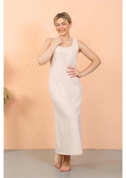 Moda Kadın Kalın Askılı Yırtmaçlı Uzun Gecelik modelleri