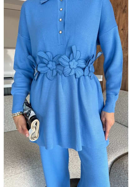 Papatya Aplikeli Tunik Pantolon Triko Tesettür Ikili Takım (S,m,l,xl Uyumludur) P-00018184 modelleri