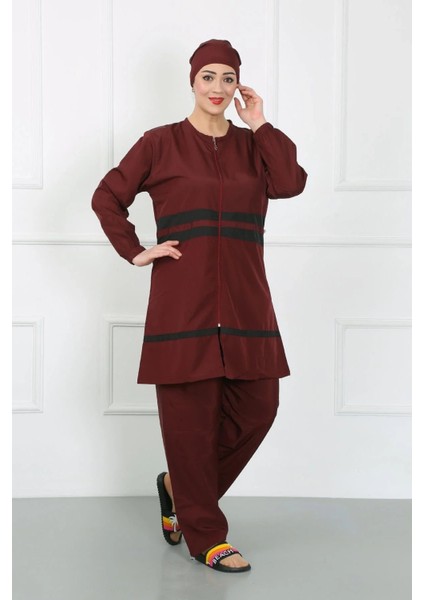 Moda Büyük Beden Tesettür Mayo Bordo