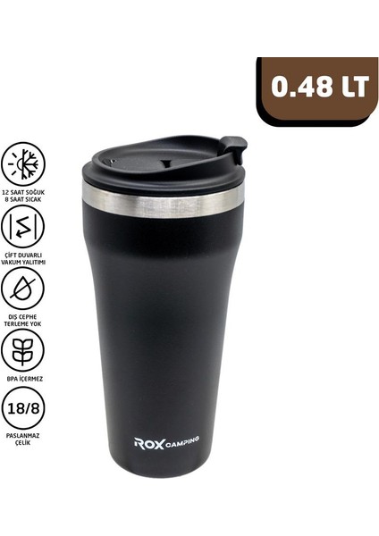 0190 Kahve Termosu 0.48 Lt - Siyah