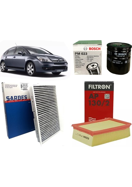Citroen C4 2.0 Vts Benzinli Filtre Bakım Seti (2005-2010)