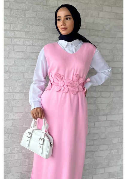 Gül Figürlü Triko Elbise Gömlek Tesettür Ikili Takım P-00018381 fiyatları