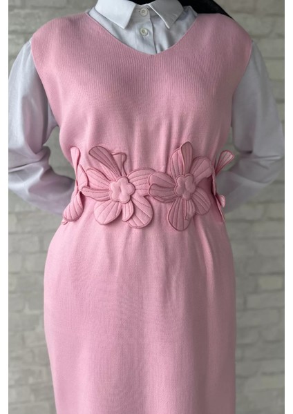 Gül Figürlü Triko Elbise Gömlek Tesettür Ikili Takım P-00018381 indirimleri