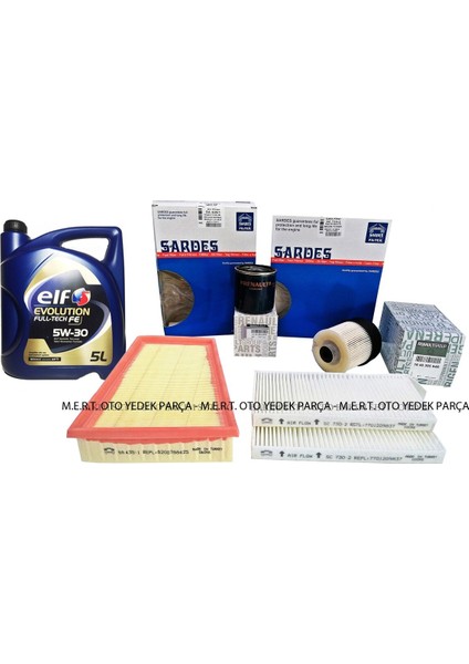 Renault Kangoo 1.5 Dci Yağ Bakım Filtre Seti (2015-2019)