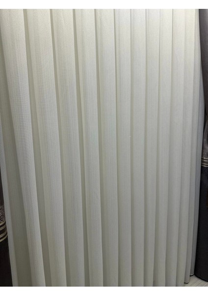 Nivemeshome Meva Altın Çizgili 1/2,5 Sık Pileli Tül Perde Apm