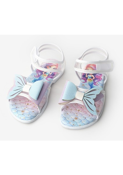 Beyaz Deniz Kızı Fiyonklu Şeffaf Kız Çocuk Sandalet