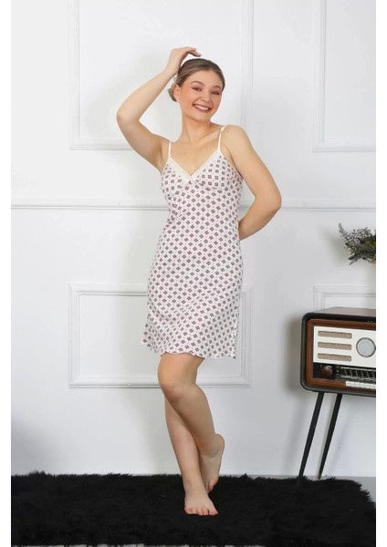 Moda Kadın Ip Askılı Penye Kısa Gecelik modelleri