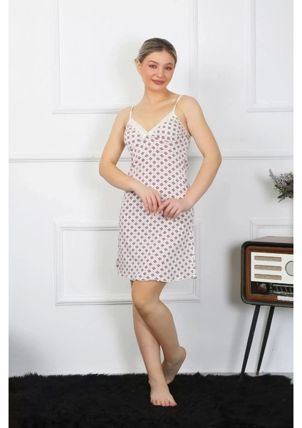 Moda Kadın Ip Askılı Penye Kısa Gecelik
