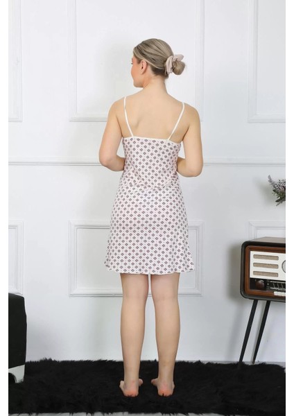 Moda Kadın Ip Askılı Penye Kısa Gecelik