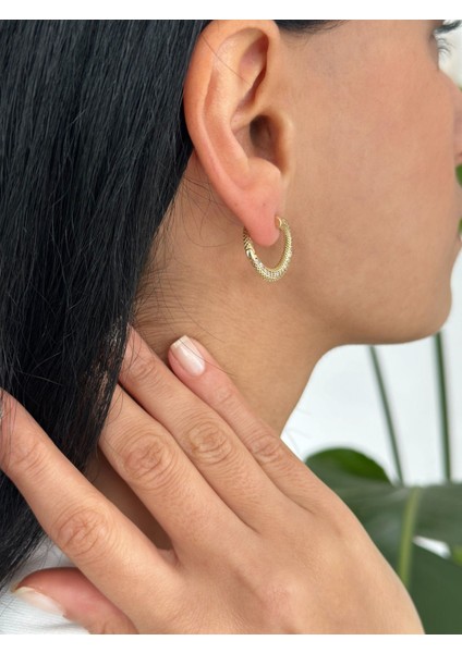 Taşlı Döngü 14 Ayar Altın Küpe modelleri