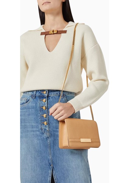 Elısabetta Franchı Altın Zincir Detaylı, Lüks Faux Deri Flap Omuz Çantası fiyatları