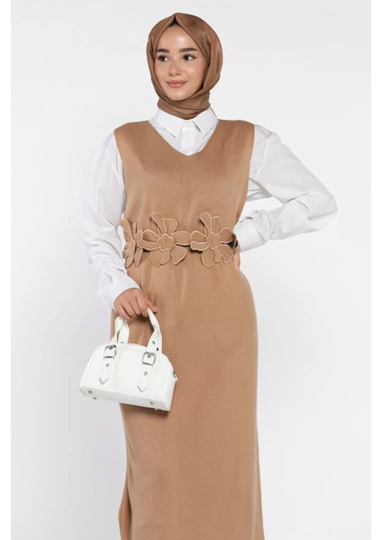 Gül Figürlü Triko Elbise Gömlek Tesettür Ikili Takım P-00018381 fiyatları