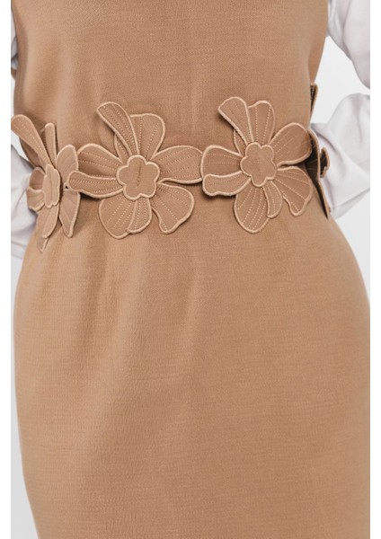 Gül Figürlü Triko Elbise Gömlek Tesettür Ikili Takım P-00018381 modelleri