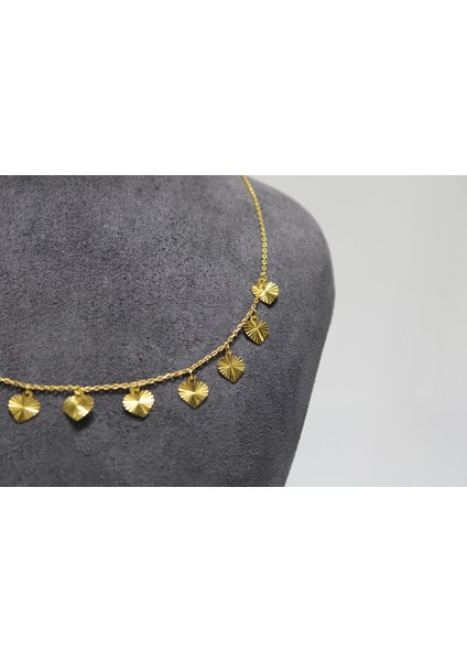 14 Ayar Altın Kalpli Pullu Kolye indirimleri