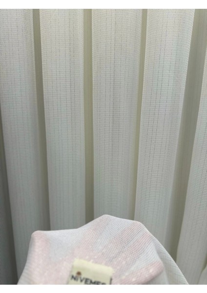 Nivemeshome Meva Altın Çizgili 1/2,5 Sık Pileli Tül Perde Apm