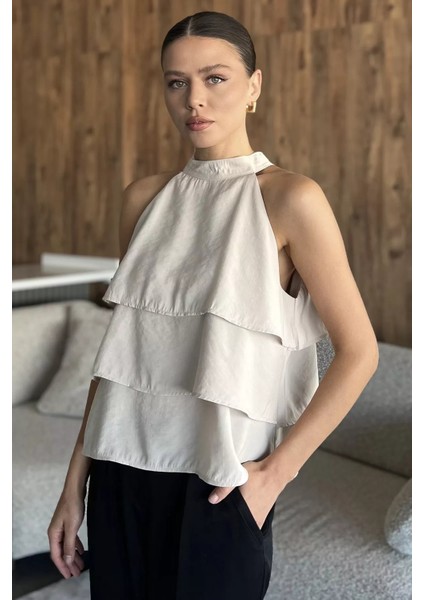 Sıfır Kol Kat Kat Kadın Bluz P-00018037