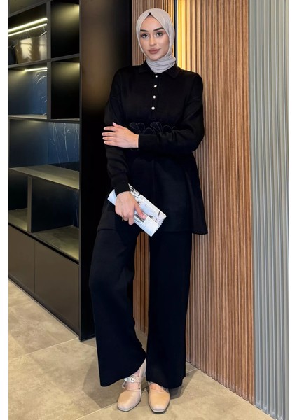 Papatya Aplikeli Tunik Pantolon Triko Tesettür Ikili Takım (S,m,l,xl Uyumludur) P-00018184 fiyatları